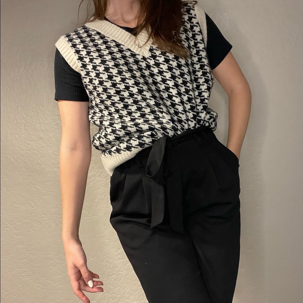 houndstooth sweater vest